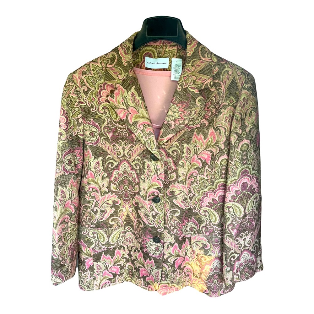 Alfred Dunner Floral Jacket with Pink Tank Top